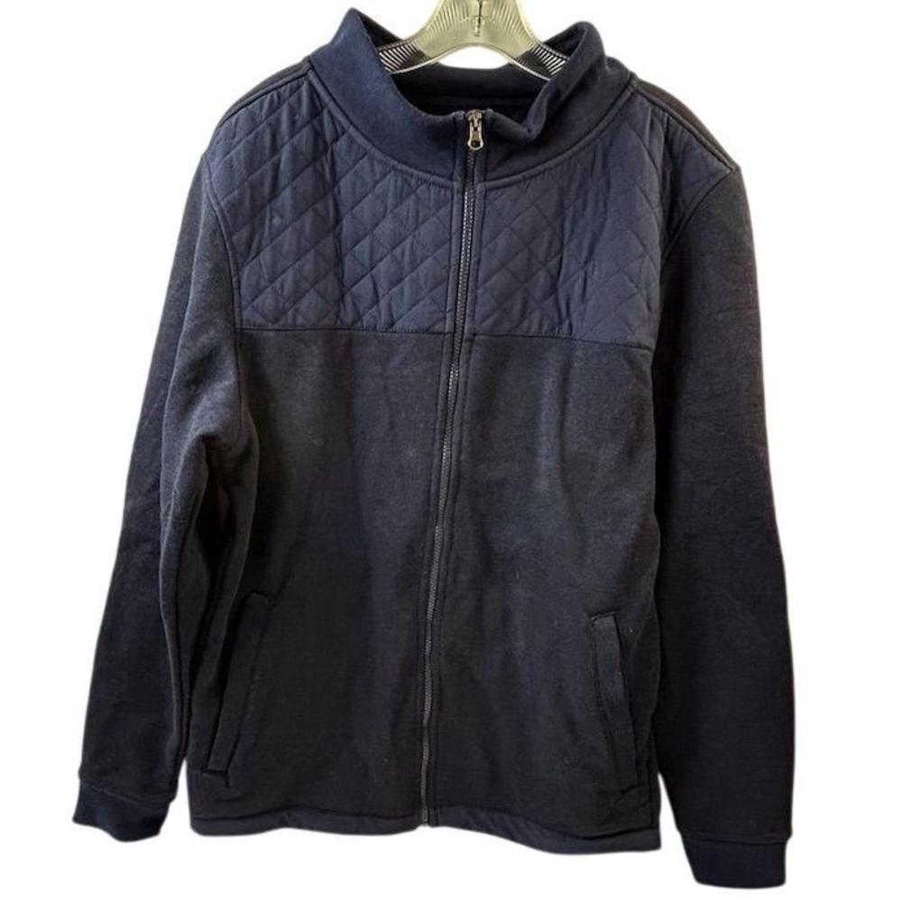 Wicked Stitch Quilted Fleece Jacket Blue Size L‎ Full Zip Casual